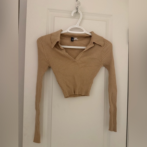 H&M Ribbed Tan Long Sleeve Top - Picture 1 of 2